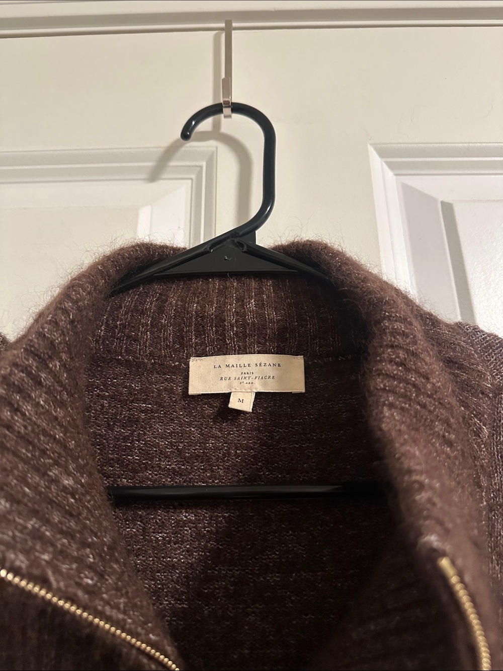 NWOT Sézane Tobias Half Zip Sweater in Dark Chocolate size M - Picture 3 of 13